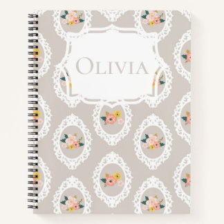 Carnet Dentelle florale personnalisée Fille