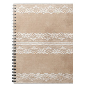 Carnet Dentelle off-blanc sur texture papier Vintage avec