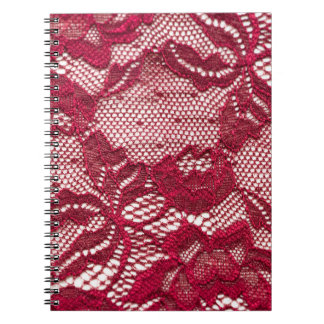 Carnet Dentelle rouge : textile jacquard élastique.