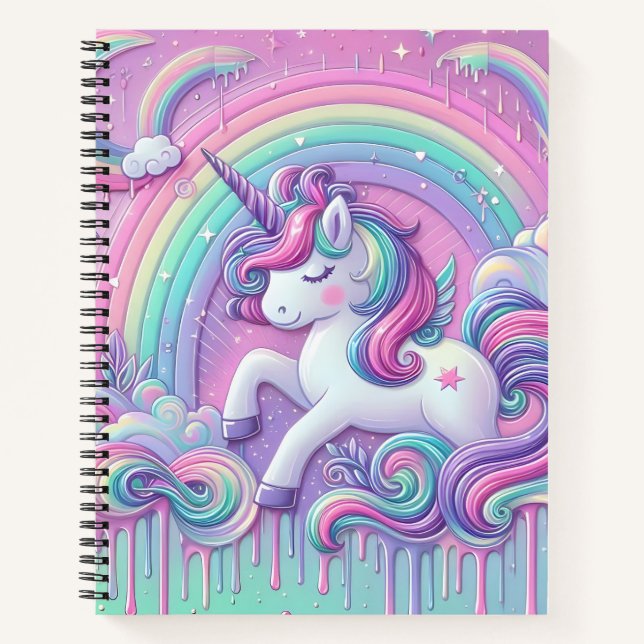carnet des étoiles d'or rose unicorne (Devant)