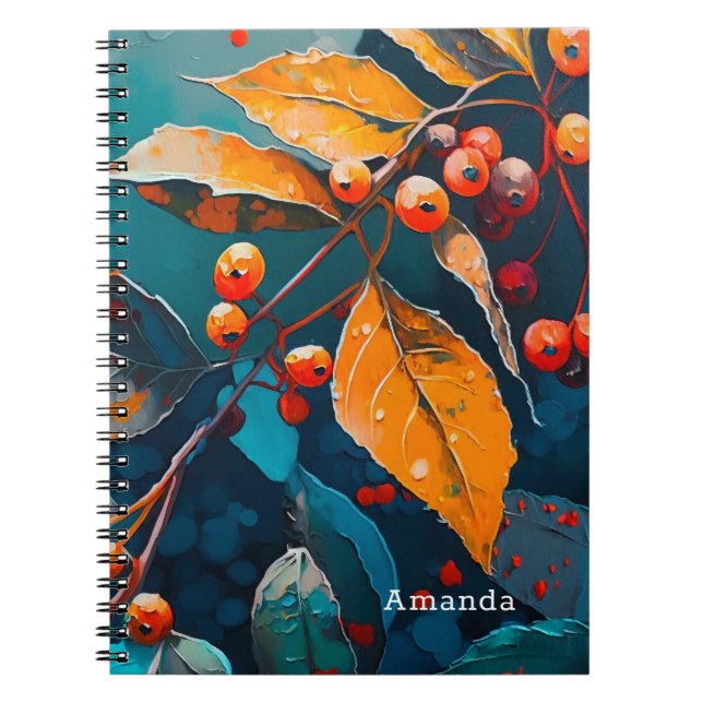 Carnet Des feuilles boisés d'automne peints. automne flor (Devant)