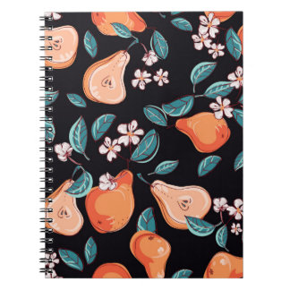 Carnet Des poires savoureuses et juteuses. Motif de fruit