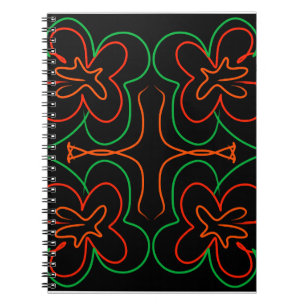 Carnet Design Abstrait de fleurs vertes et oranges