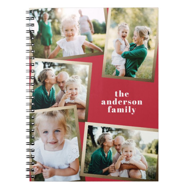 Carnet design de famille multi photo or moderne (Devant)