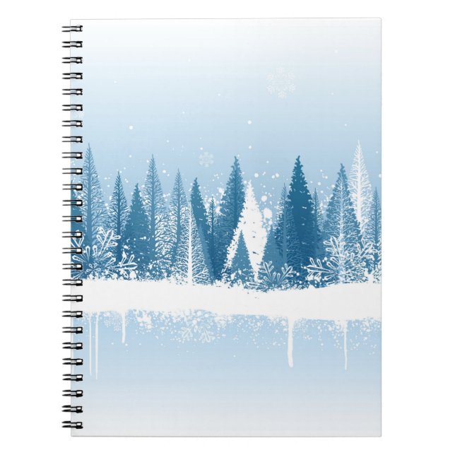 Carnet Design de la peinture grunge de la forêt d'hiver b (Devant)