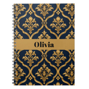 Carnet Design de motif vintage élégant en or et damas mar