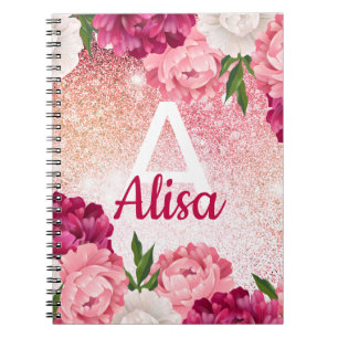 Carnet Design de Parties scintillant florales roses