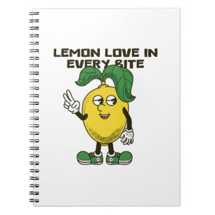 Carnet design de personnage citron avec slogan citron amo