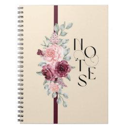 Carnet Design floral avec ruban en rose et noir