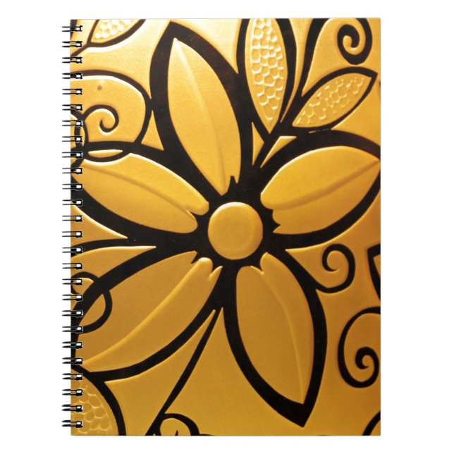 Carnet Design floral jaune doré (Devant)