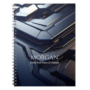 Carnet Design géométrique moderne noir et gris, nom et te