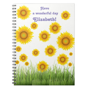 Carnet Design graphique de tournesol brillant et élégant