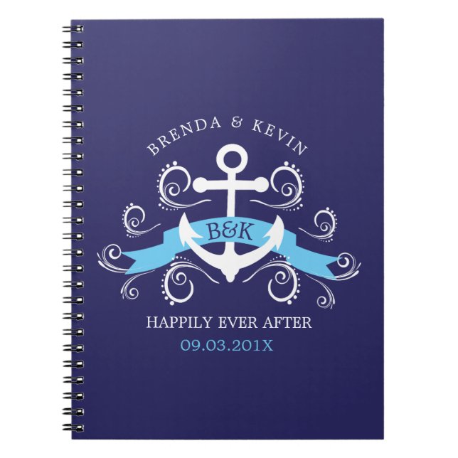 Carnet Design Mariage d'ancre de bateau nautique blanc (Devant)