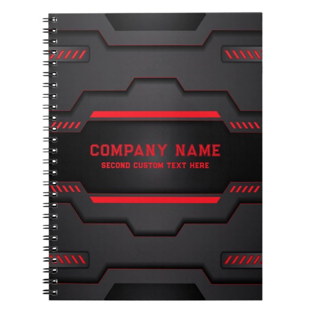 Carnet Design métallique noir et rouge (Devant)