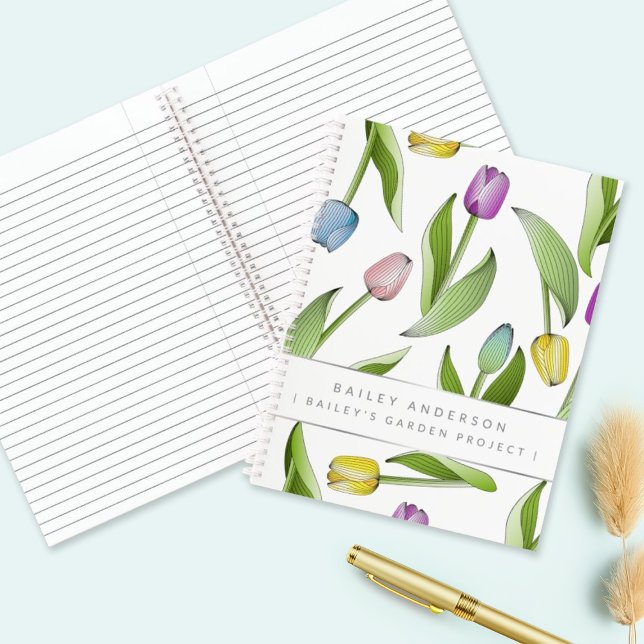 Carnet Design moderne personnalisé de fleurs de tulipes c (Créateur téléchargé)