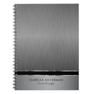 Carnet Design Monogramme Exécutif - Acier Brush