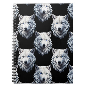 Carnet Design Motif de tête de loup blanc