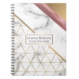 Carnet Design or rose en marbre élégant