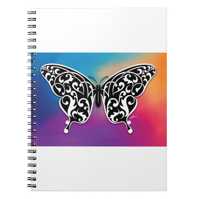 Carnet Design papillon avec couleurs coucher de soleil (Devant)