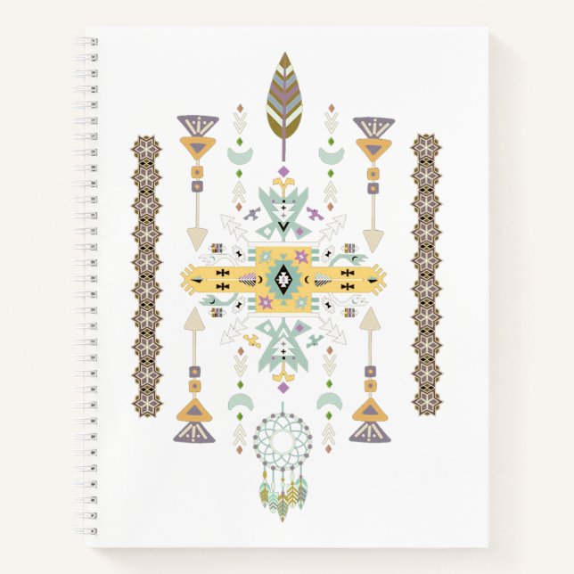 Carnet Design tribal jaune et vert (Devant)