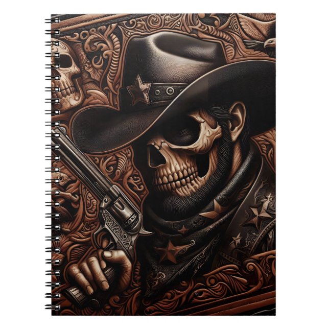 Carnet Desperado Décès : Le crâne brandissant des armes à (Devant)