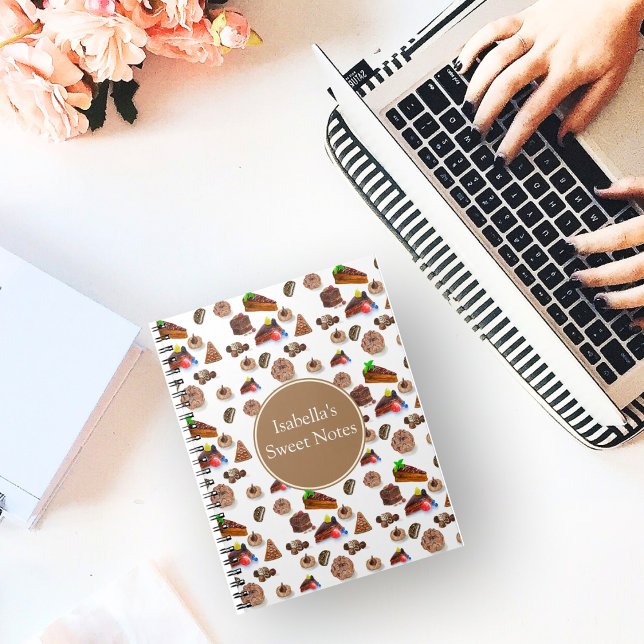 Carnet Desserts au chocolat à l'aquarelle délicieux Nom (Créateur téléchargé)