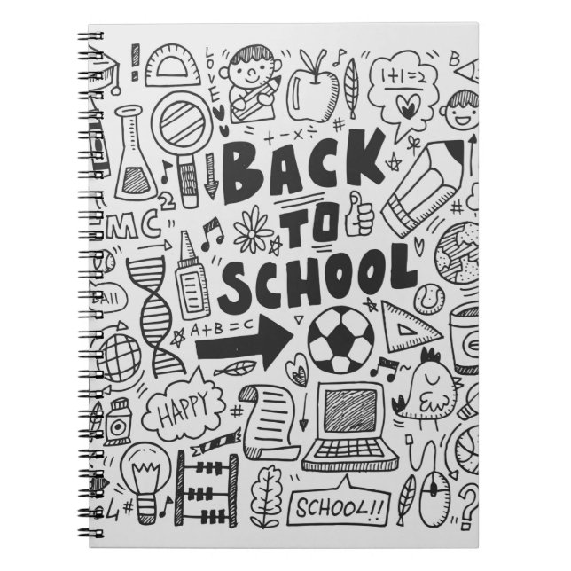 Carnet dessin à la main élément école doodé (Devant)