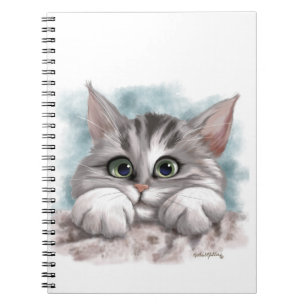 Carnet Dessin animé de chaton tabby gris adorable