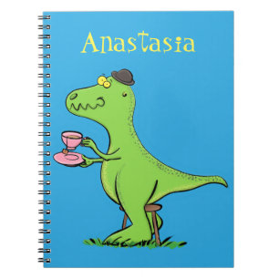 Carnet Dessin animé de dinosaure T Rex vert drôle et mign