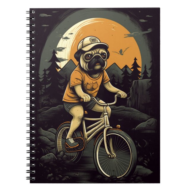 Carnet Dessin animé de Pug à vélo pour les enfants (Devant)