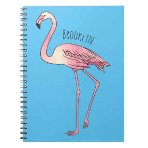 Carnet dessin animé d'oiseau Flamant rose