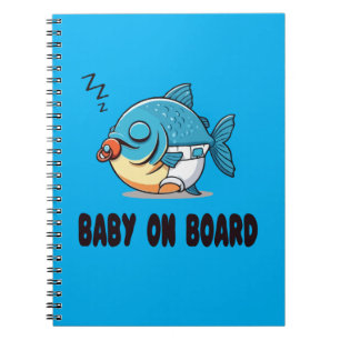 Carnet Dessin animé drôle de bébé poisson endormi - Bébé