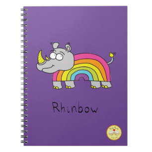 Carnet Dessin animé drôle enfant arc-en-ciel rhinocéros m