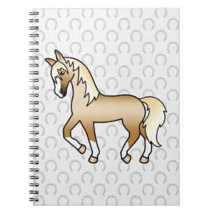 Carnet Dessin animé d'un cheval Palomino au trot Mignon