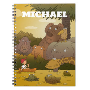 Carnet Dessin Animé Garçon Courageux Enfant Safari Animau
