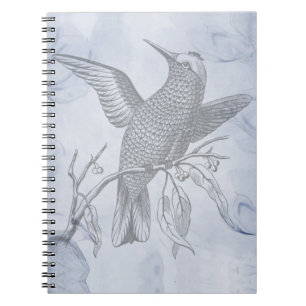 Carnet Dessin de ligne d'oiseau détaillé Art pastel bleu