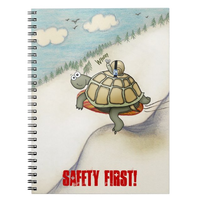 Carnet dessin de tortue et escargot avec ceinture de sécu (Devant)