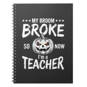 Carnet Dessin drôle de professeur d'Halloween balai cassé