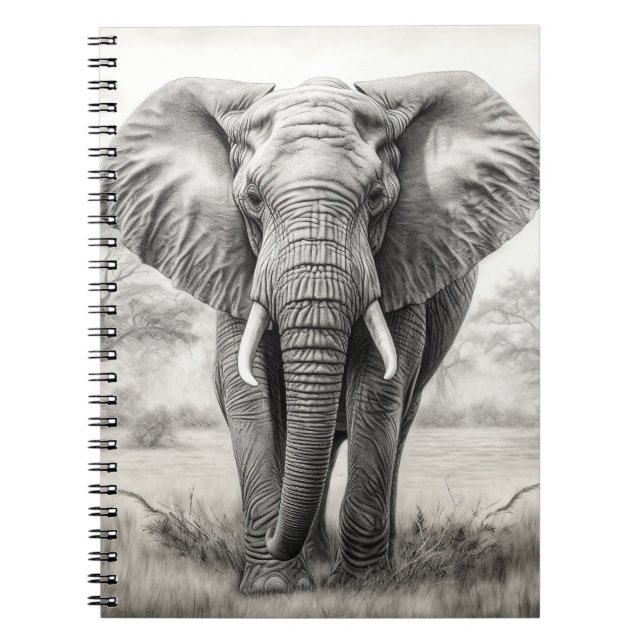 Carnet Dessin d'un crayon d'éléphant africain (Devant)