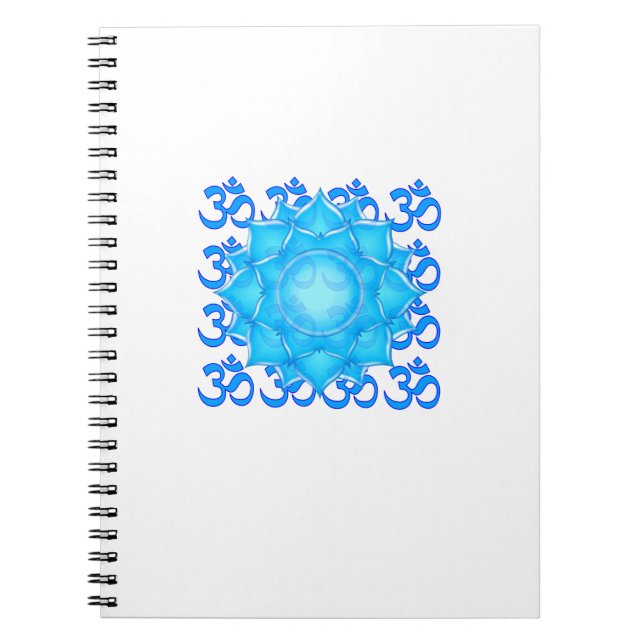 Carnet Dessin Fleur Lotus De Verre Bleu Avec Motif Om (Devant)