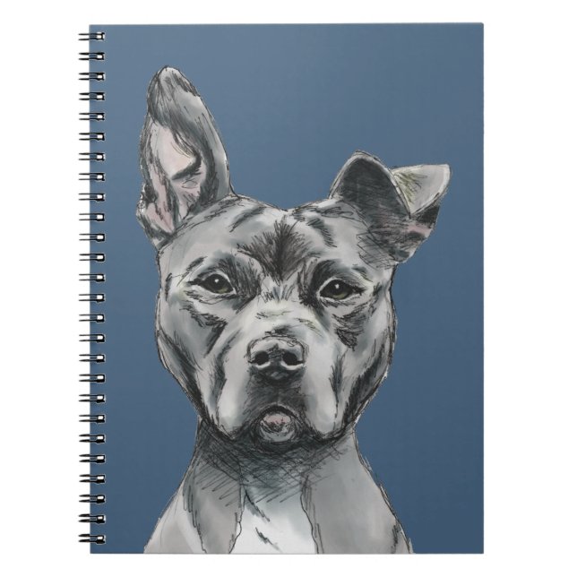 Carnet Dessin Stalky gris de chien de pitbull (Devant)