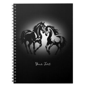 Carnet Deux chevaux en amour noir blanc cheval couple amo
