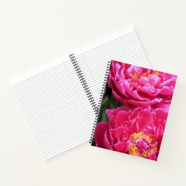Carnet Deux Fuchsia Peony Fleurit Peinture (Intérieur)