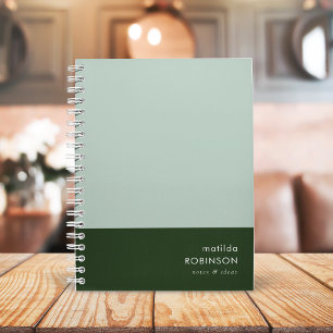 Carnet Deux Tons Vert Moderne Minimaliste Style