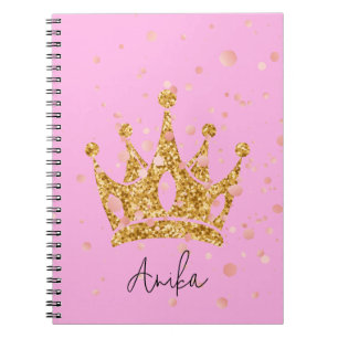 Carnet diadème princesse rose paillettes