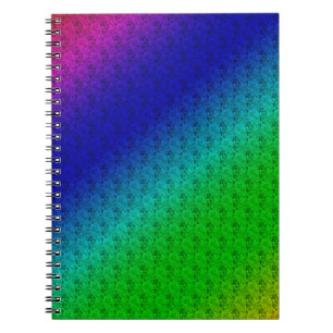 Carnet Diag Rainbow Gradient Floral Pattern Blue Green