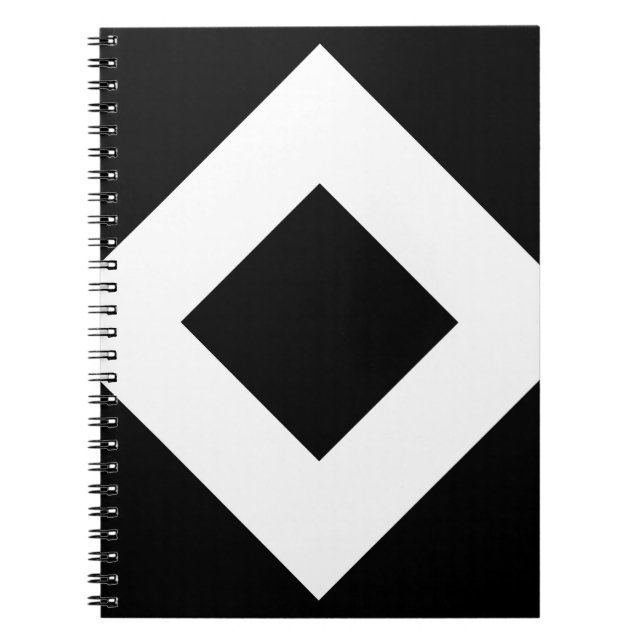 Carnet Diamant noir, Bordure en blanc gras (Devant)