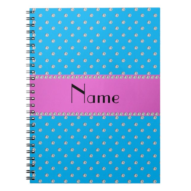 Carnet Diamants bleus nommés personnalisés (Devant)