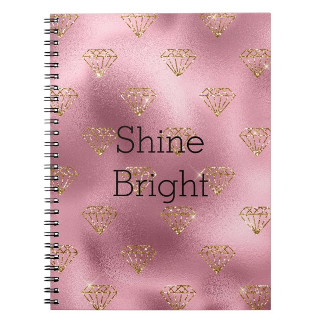 Carnet Diamants d'or en verre rose (Devant)