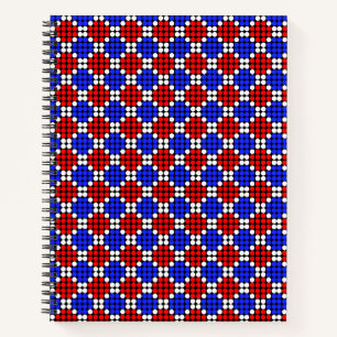 Carnet Diamants modernes bleus rouges blancs à pois sur f